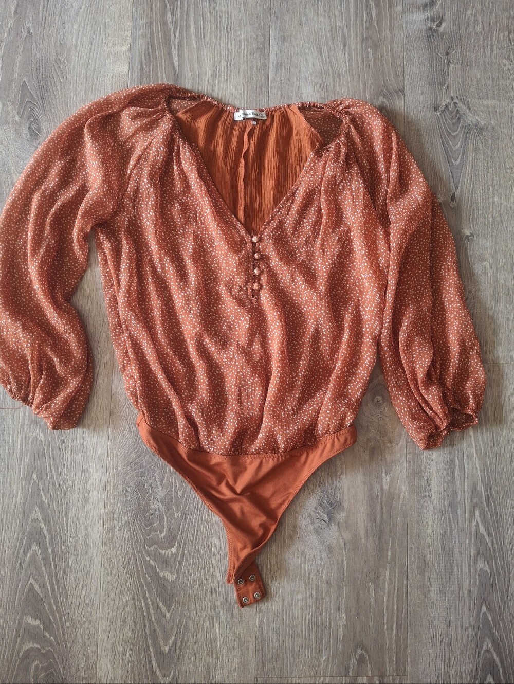 Abercrombie & fitch Bodysuit orange polka dot size small longsleeve top